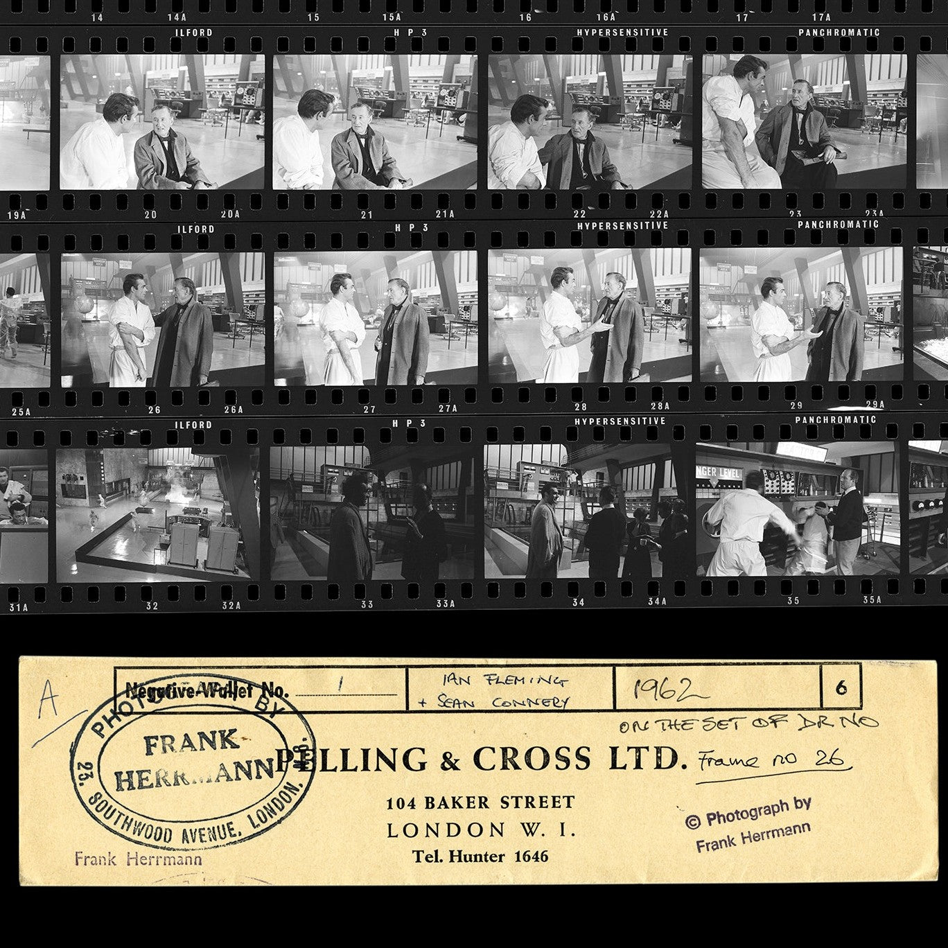 Ian Fleming On The Dr. No Set Contact Sheet Photographic Print - By Frank Herrmann