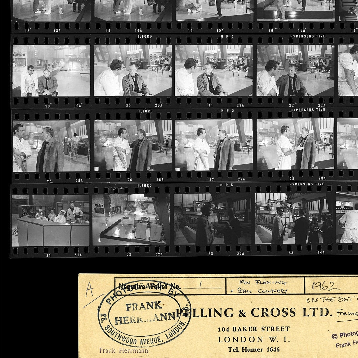 Ian Fleming On The Dr. No Set Contact Sheet Photographic Print - By Frank Herrmann