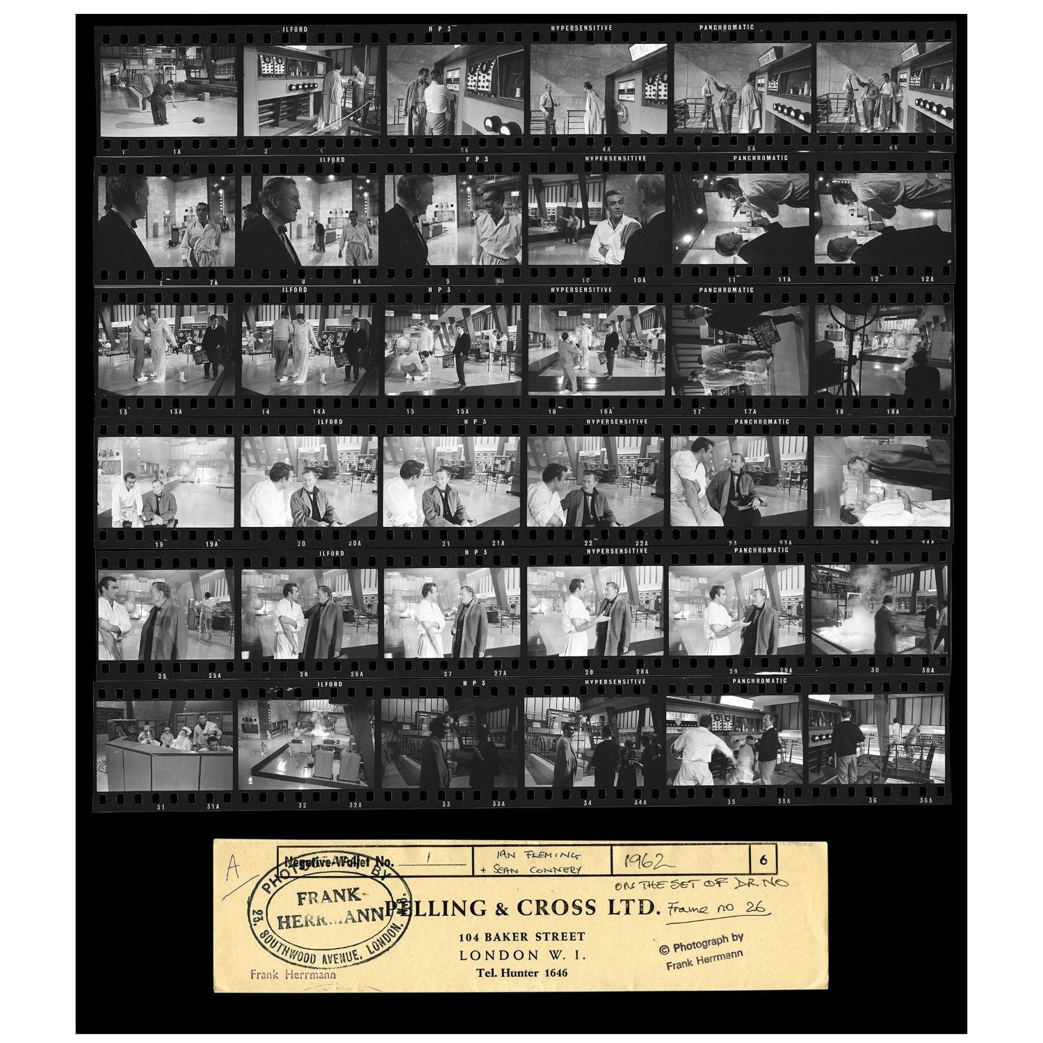 Ian Fleming On The Dr. No Set Contact Sheet Photographic Print - By Frank Herrmann